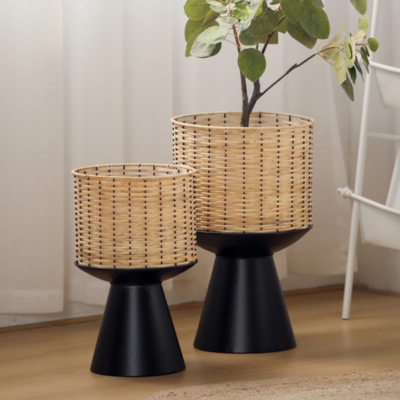 Bonsai Garden Display Stands - Rotan geweven bloempot moderne lichte luxe