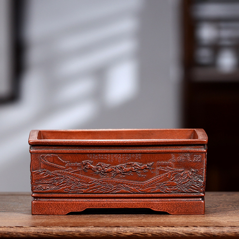 Bonsai Garden With Sand - Paars zand bonsai pot, Chinees gesneden