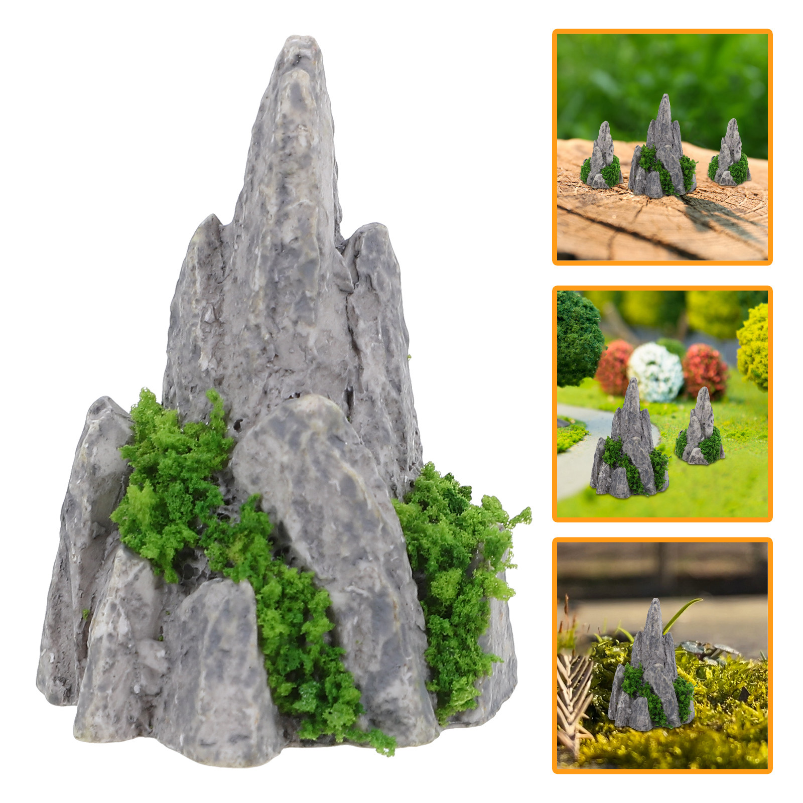 Bonsai Garden With Sand - 8-delige miniatuur hars rotstuin decoratie voor